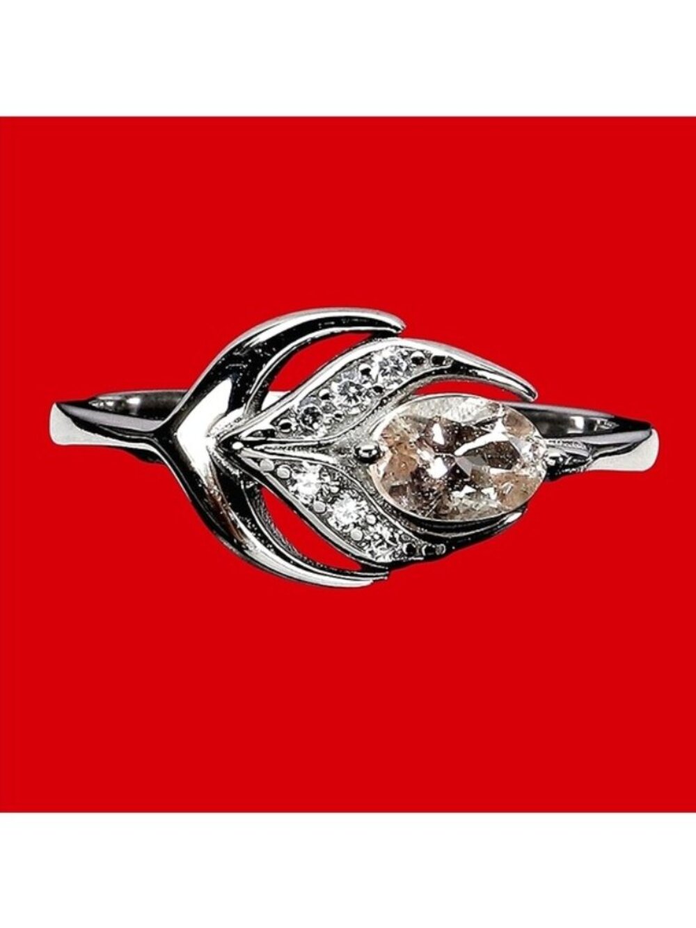 925 Silver Ring Sz 6 with Natural Oval Morganite 6x4mm Gemstone